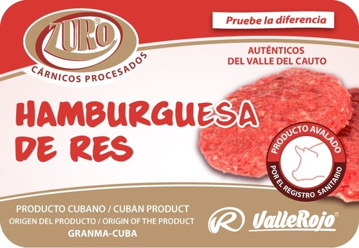 Hamburguesa de carne de res (Caja de 0.32 a 0.36 Kg - 4 Unidades)